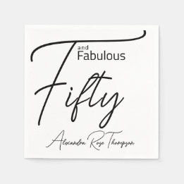 Fifty and Fabulous Script 50th Birthday Party Napkin