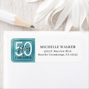 Fifty and Fabulous Script 50th Birthday Return Address Label