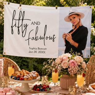 Fifty and Fabulous Script Photo 50th Birthday Banner