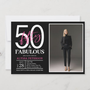 Fifty and Fabulous Script Photo 50th Birthday  Invitation
