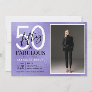 Fifty and Fabulous Script Photo 50th Birthday Invitation
