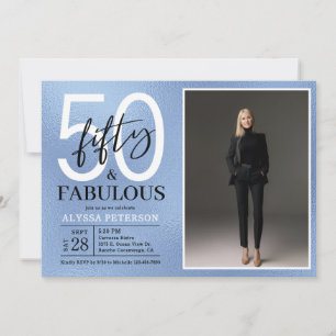 Fifty and Fabulous Script Photo 50th Birthday Invitation