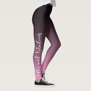 Fifty and Fabulous White on Pink & Black Birthday Leggings