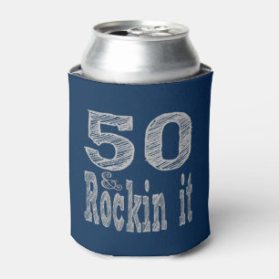 Fifty and Rockin It Fiftieth Birthday Can Cooler
