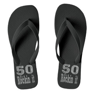 Fifty and Rockin It Fiftieth Birthday Thongs
