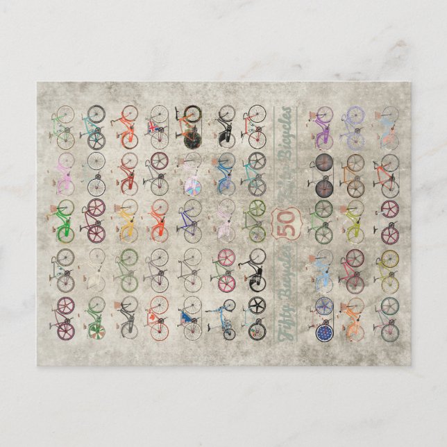 Fifty Bicycles Postcard (Front)