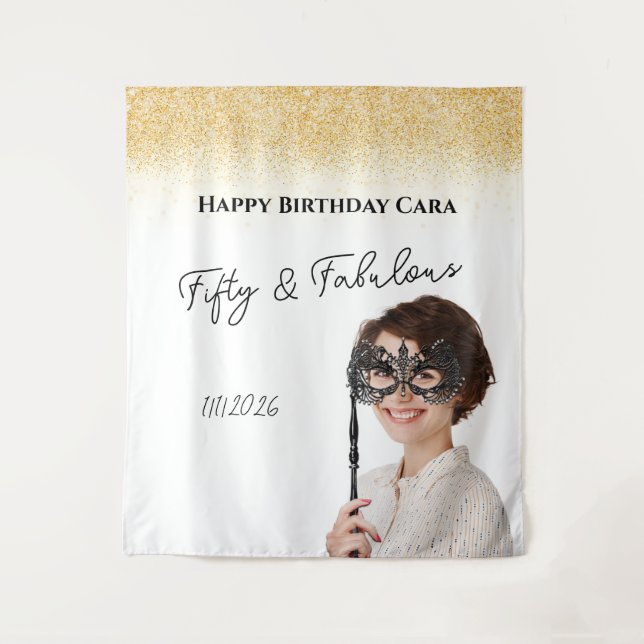 Fifty Birthday custom photo Tapestry (Front)