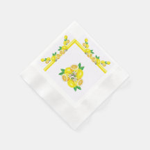 Fifty Coined Paper Napkins With Lemon Design