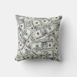 Fifty Dollar Bill Money Pattern Cushion