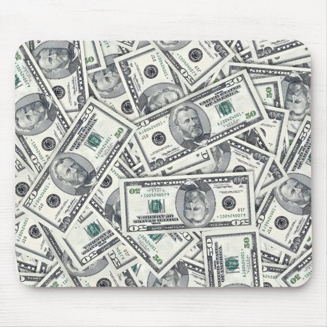 Fifty Dollar Bill Money Pattern Mouse Pad (Front)