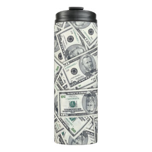 Fifty Dollar Bill Money Pattern Thermal Tumbler