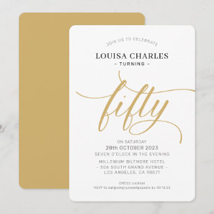 FIFTY elegant birthday chic script modern gold Invitation