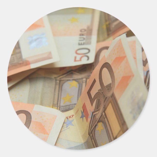 Fifty Euro Money Art Classic Round Sticker (Front)