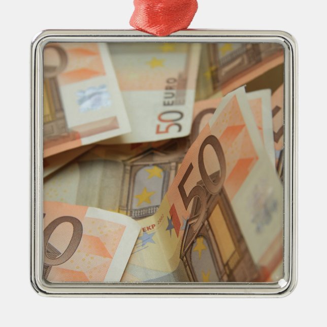 Fifty Euro Money Art Metal Ornament (Front)