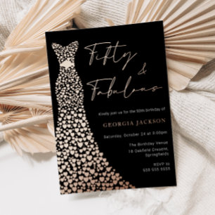 Fifty & Fab Dress 50th Birthday Black Real Gold