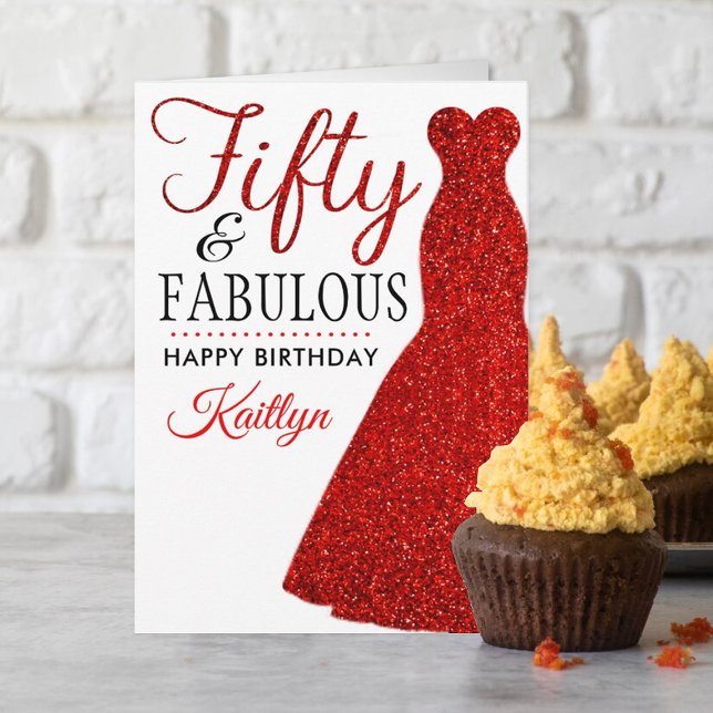 Fifty & Fabulous 50th Birthday Card (Creator Uploaded)