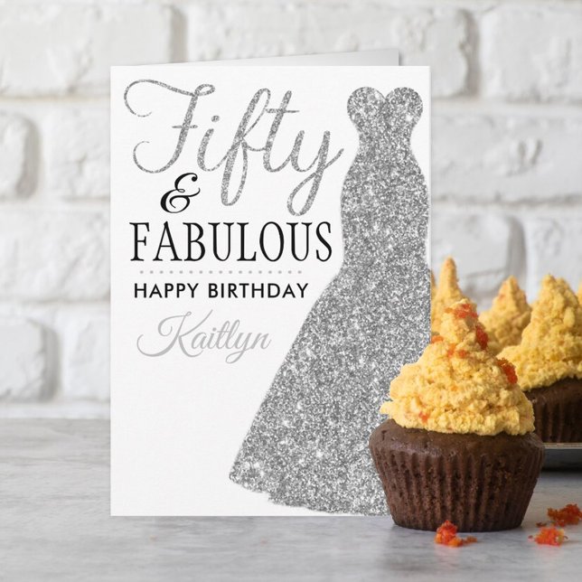 Fifty & Fabulous 50th Birthday Card (Creator Uploaded)
