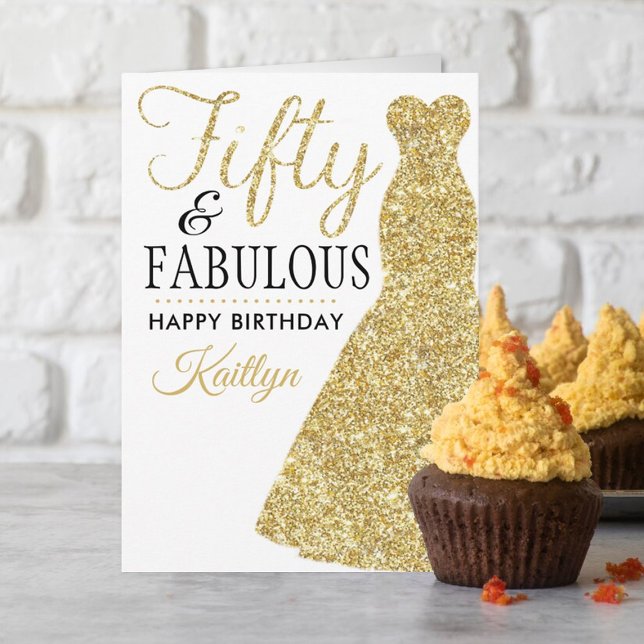Fifty & Fabulous 50th Birthday Card (Creator Uploaded)