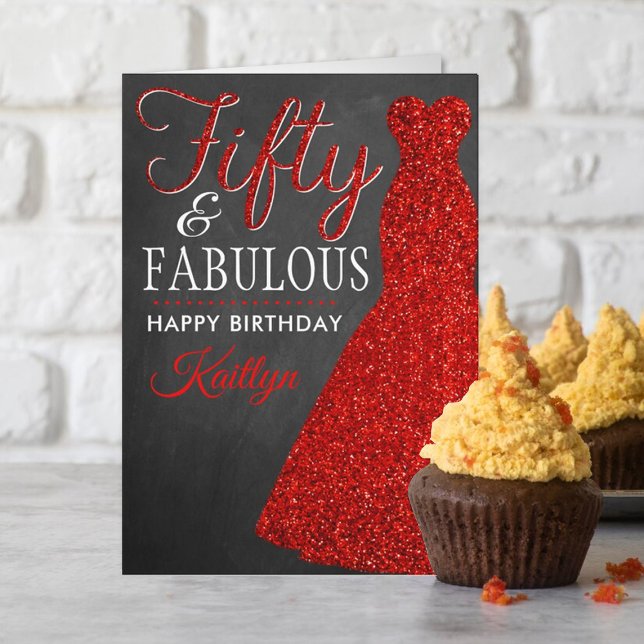 Fifty & Fabulous 50th Birthday Card (Creator Uploaded)