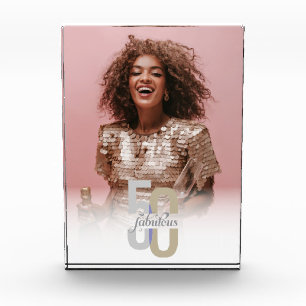 Fifty & Fabulous 50th Birthday Elegant Modern Photo Block