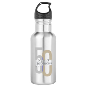 Fifty & Fabulous 50th Birthday Modern Elegant 532 Ml Water Bottle