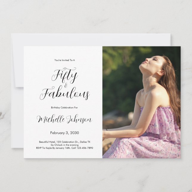 Fifty & Fabulous 50th Birthday Party Invitation (Front)