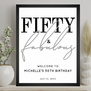 Fifty Fabulous 50th Birthday Party Welcome Sign