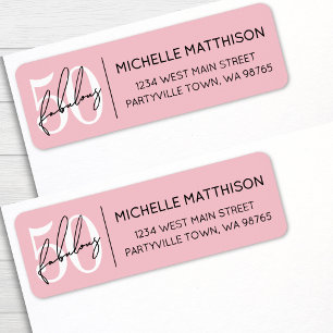 Fifty Fabulous Blush Pink 50th Birthday Address Return Address Label