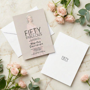 Fifty & Fabulous Chic Photo Birthday Glam Invitation