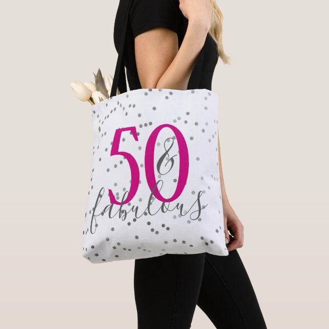 Fifty & Fabulous Confetti Tote Bag (Close Up)