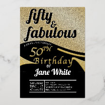 Fifty & Fabulous | Elegant Gold 50th Birthday  Foi