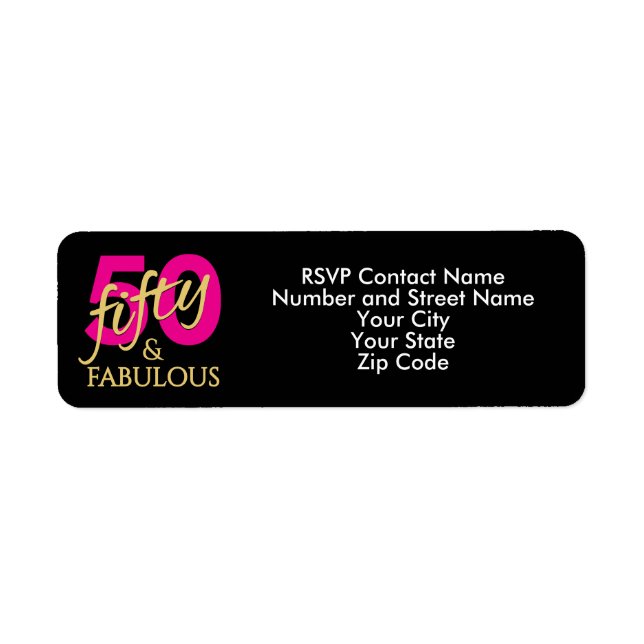 Fifty Fabulous Fiftieth Birthday Return Address Label (Front)
