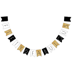 Fifty & Fabulous Gold 50th Birthday Party Bunting