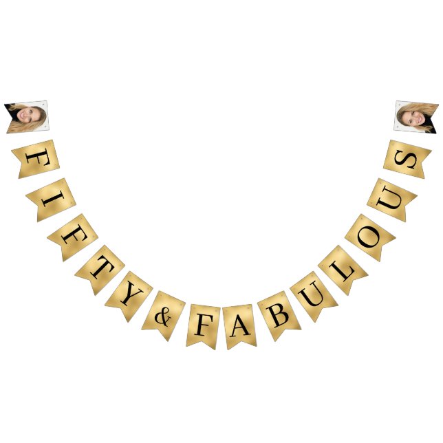 Fifty & Fabulous Gold Script 50th Birthday Bunting (All)