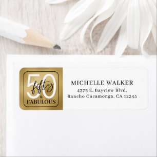 Fifty & Fabulous Gold Script 50th Birthday Return Address Label