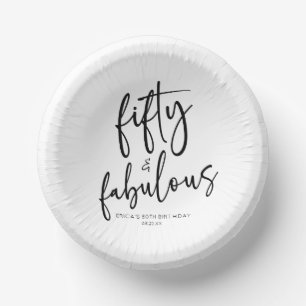Fifty & Fabulous Minimal 50th Birthday Party Paper Plate