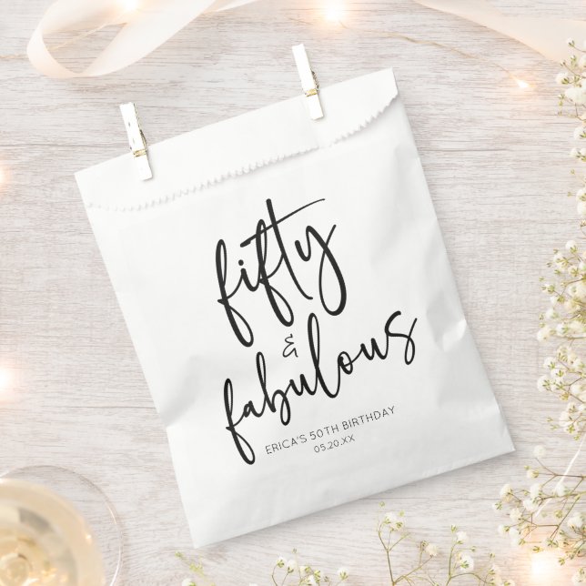 Fifty & Fabulous Minimalist 50th Birthday Party Favour Bag (Clipped)