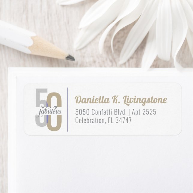 Fifty & Fabulous Modern 50th Birthday Return Address Label (Insitu)