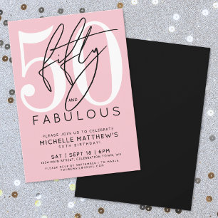 Fifty Fabulous Pink 50th Birthday Invitation