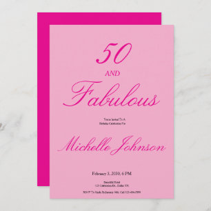 Fifty & Fabulous Pink 50th Birthday Party Invitation