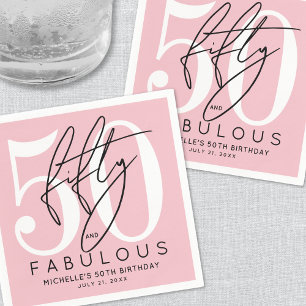Fifty Fabulous Pink 50th Birthday Party Napkin