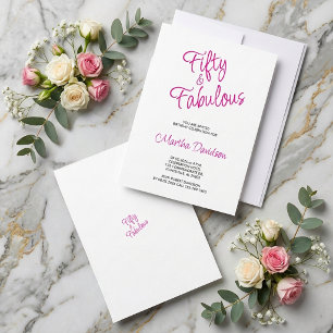 Fifty & Fabulous Pink Birthday Celebration Invitation