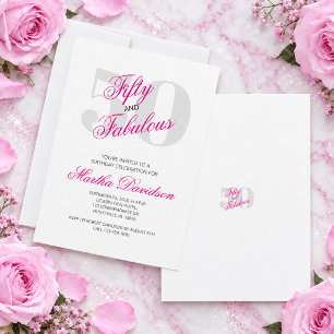 Fifty & Fabulous Pink Glam Celebration Invitation