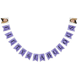 Fifty & Fabulous Purple Script 50th Birthday Photo Bunting