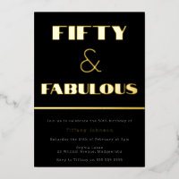 Fifty & Fabulous! Retro Black & Gold 50th Birthday