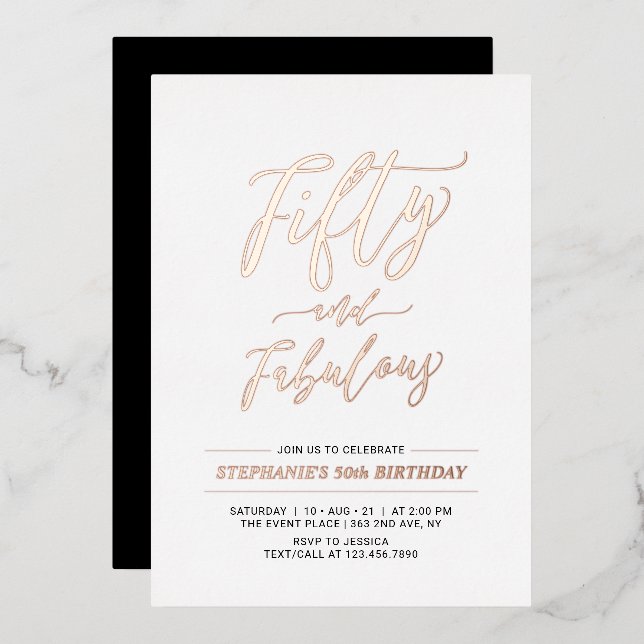 Fifty & Fabulous | Rose Gold 50th Birthday Party (Front/Back)