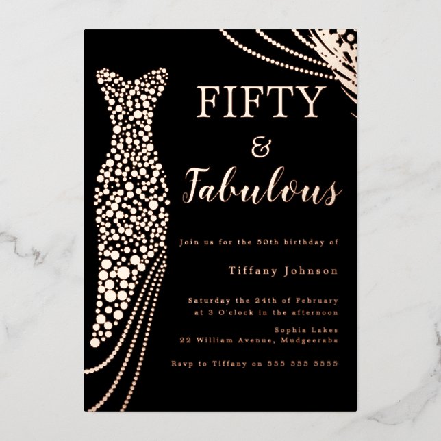 Fifty & Fabulous Rose Gold Dress 50th Birthday (Front)