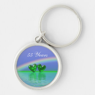 Fifty-fifth Anniversary Emerald Hearts Key Ring