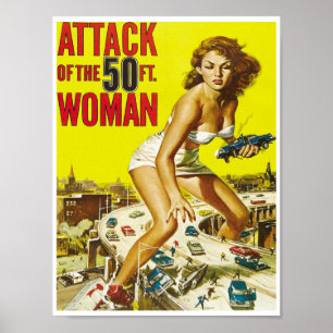 Fifty Foot Alien Women Vintage Science Fiction Poster