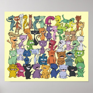 Fifty Happy Cats Poster